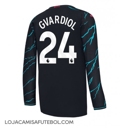 Camisa de Futebol Manchester City Josko Gvardiol #24 Equipamento Alternativo 2023-24 Manga Comprida